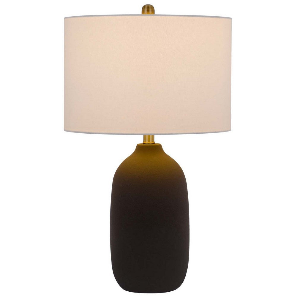 Table Lamp, White Drum Shade, 26 Inch Hotel Quality Black Ceramic Base - BM351647