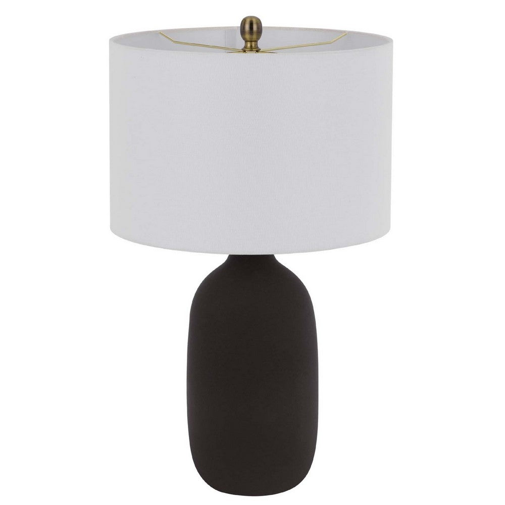 Table Lamp, White Drum Shade, 26 Inch Hotel Quality Black Ceramic Base - BM351647