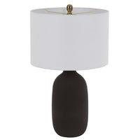 Table Lamp, White Drum Shade, 26 Inch Hotel Quality Black Ceramic Base - BM351647