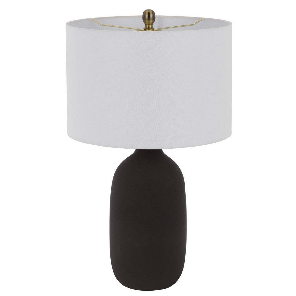 Table Lamp, White Drum Shade, 26 Inch Hotel Quality Black Ceramic Base - BM351647