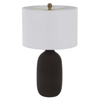Table Lamp, White Drum Shade, 26 Inch Hotel Quality Black Ceramic Base - BM351647