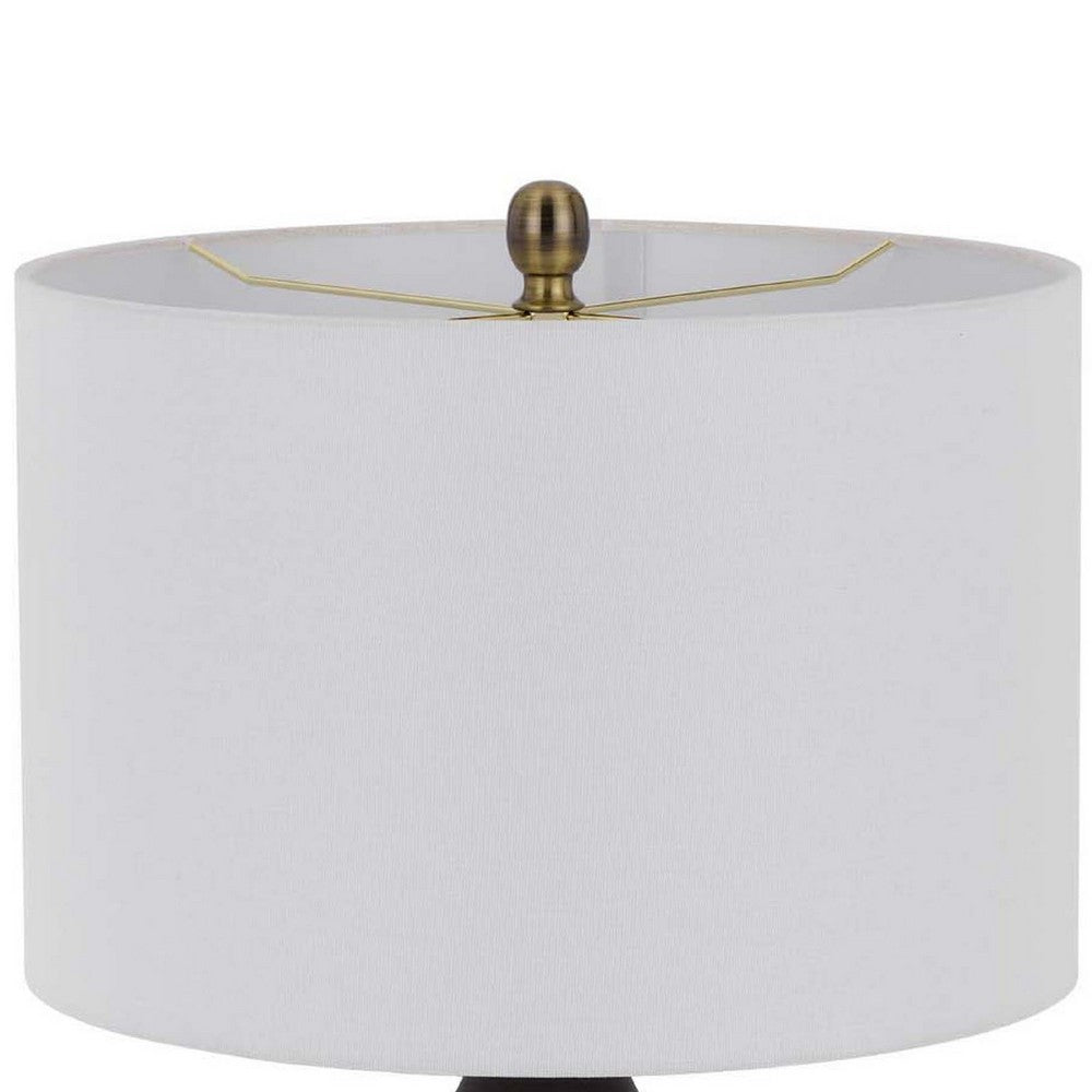 Table Lamp, White Drum Shade, 26 Inch Hotel Quality Black Ceramic Base - BM351647