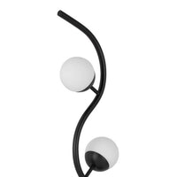 3 Light Table Lamp, Black Metal Wavy Base, Frosted White Glass, 32 Inch - BM351650
