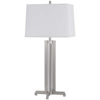 Liam Table Lamp, White Drum Shade, 30 Inch Brushed Steel Footed Base - BM351651