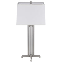 Liam Table Lamp, White Drum Shade, 30 Inch Brushed Steel Footed Base - BM351651