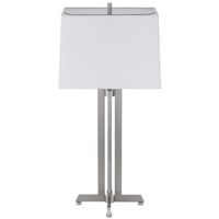 Liam Table Lamp, White Drum Shade, 30 Inch Brushed Steel Footed Base - BM351651