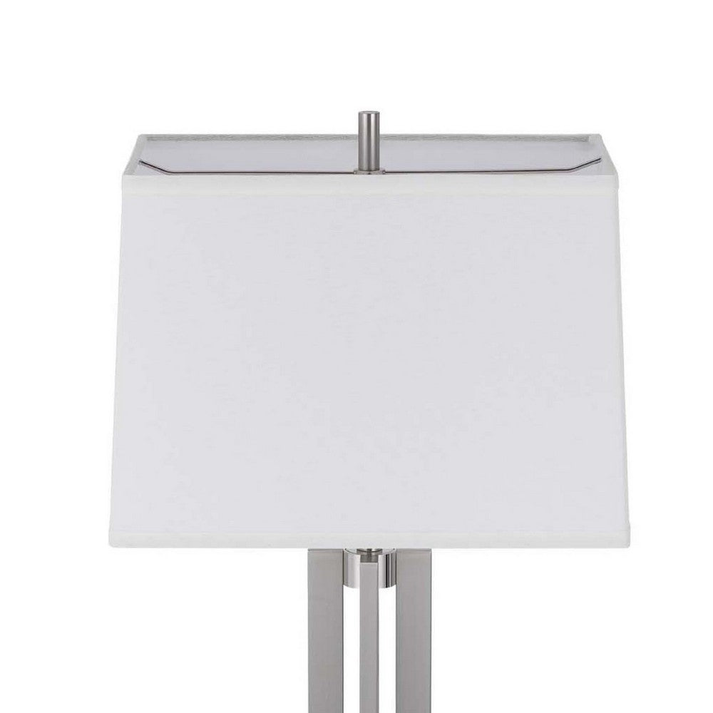 Liam Table Lamp, White Drum Shade, 30 Inch Brushed Steel Footed Base - BM351651