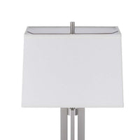 Liam Table Lamp, White Drum Shade, 30 Inch Brushed Steel Footed Base - BM351651
