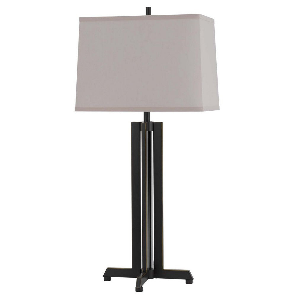 Liam Table Lamp, Gray Drum Shade, 30 Inch Oil Rubbed Black Footed Base - BM351652