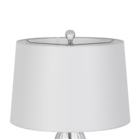 Table Lamp Set of 2, Bullet Shaped Clear Glass, Off White Drum Shade - BM351655