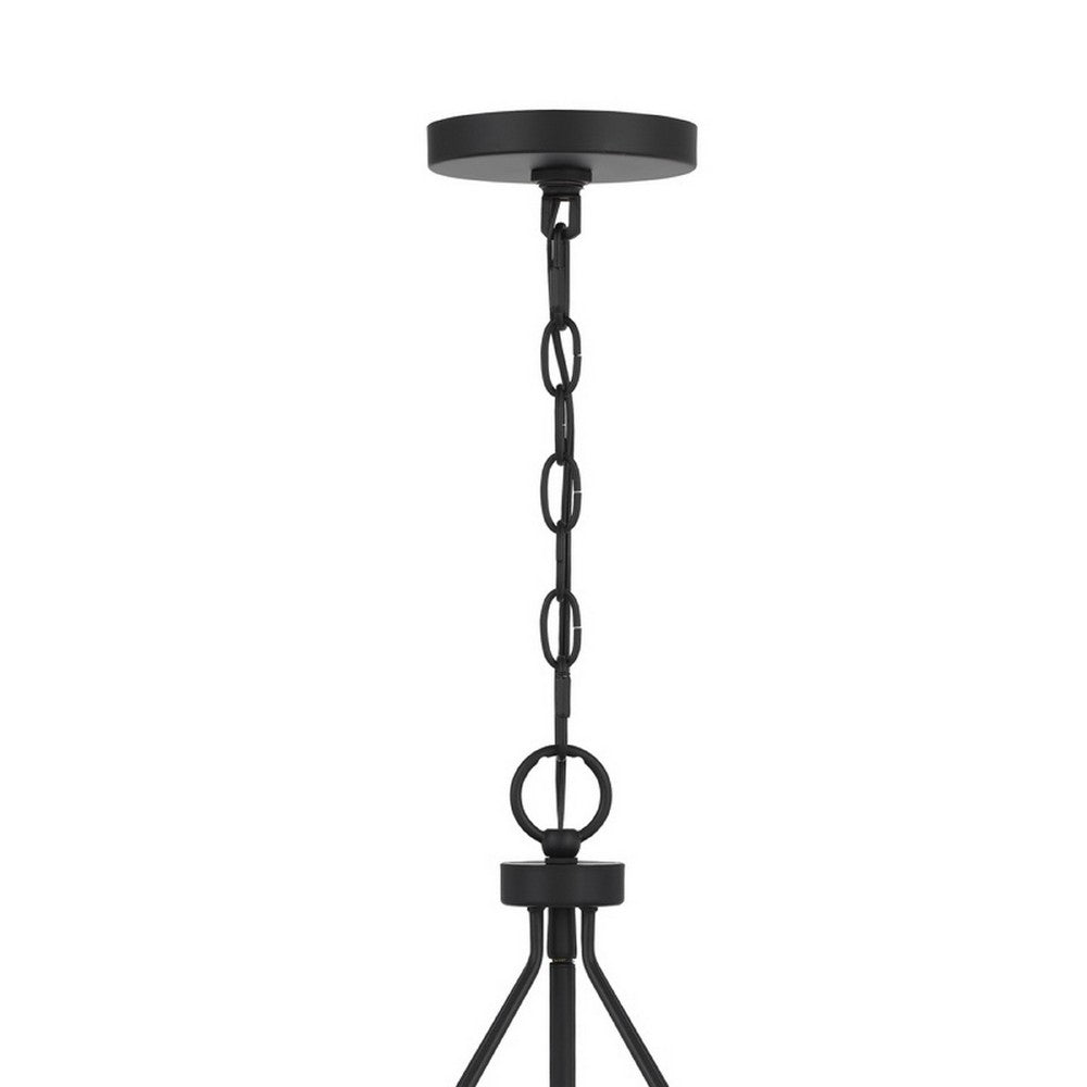 4-Light Chandelier with Clear Glass Shades, 26 Inch Black Round Cage - BM351656