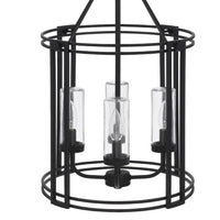 4-Light Chandelier with Clear Glass Shades, 26 Inch Black Round Cage - BM351656