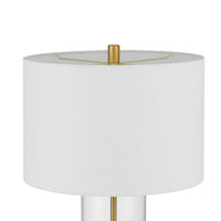 Table Lamp Set of 2, Off White Shade, Round Glass Base, Brass Accents - BM351657