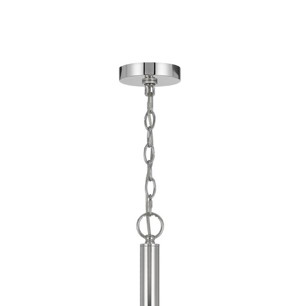 6-Light Candelabra Chandelier with LED, Chrome and Oak Wood, 26 Inch - BM351659