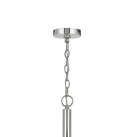 6-Light Candelabra Chandelier with LED, Chrome and Oak Wood, 26 Inch - BM351659