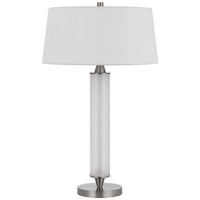 Table Lamp with LED Light, White Shade, Fluted Frosted Glass, 30 Inch - BM351662