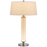 Table Lamp with LED Light, White Shade, Fluted Frosted Glass, 30 Inch - BM351662