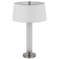 Table Lamp with LED Light, White Shade, Fluted Frosted Glass, 30 Inch - BM351662