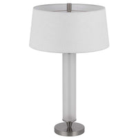 Table Lamp with LED Light, White Shade, Fluted Frosted Glass, 30 Inch - BM351662