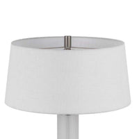 Table Lamp with LED Light, White Shade, Fluted Frosted Glass, 30 Inch - BM351662