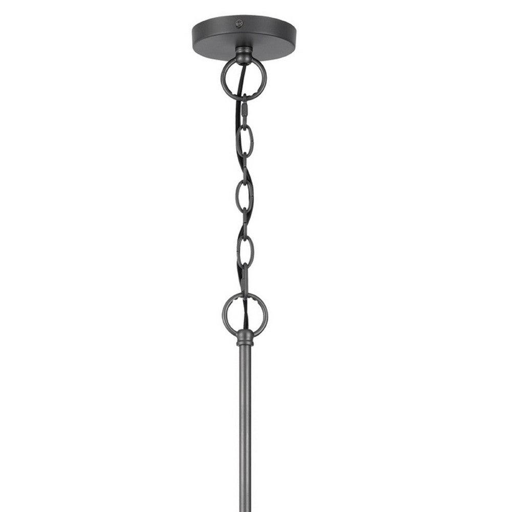 6-Light Candelabra Chandelier with Burlap Rope, Black Metal, 31 Inch - BM351664