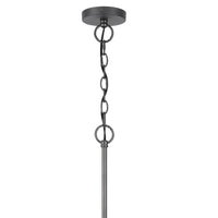 6-Light Candelabra Chandelier with Burlap Rope, Black Metal, 31 Inch - BM351664