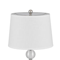 Table Lamp Set of 2, Off White Shade, Taper Glass Base, Brushed Steel - BM351665