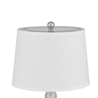 Table Lamp Set of 2, Off White Shade, Brushed Steel Stacked Beaded Base - BM351666