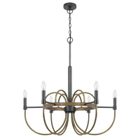 6-Light Candelabra Chandelier, 31 Inch Antique Brass and Dark Bronze - BM351668