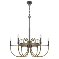 6-Light Candelabra Chandelier, 31 Inch Antique Brass and Dark Bronze - BM351668