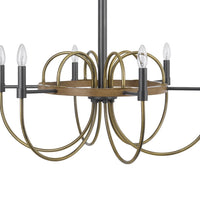 6-Light Candelabra Chandelier, 31 Inch Antique Brass and Dark Bronze - BM351668