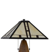 Table Lamp with Pull Chain, Tiffany Stained Glass Shade, 26 Inch Brown - BM351669