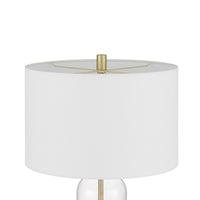 Table Lamp Set of 2, Glass Dome  Body, Off White Shade, Antique Brass - BM351670