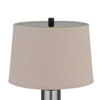Table Lamp Set of 2, Beige Drum Shade, Black Glass Pedestal Base - BM351671