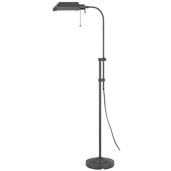 Arc Floor Lamp with Pull Chain, 42-58 Inch Adjustable Pole, Gray Metal - BM351672