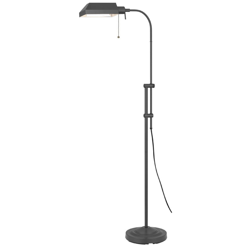 Arc Floor Lamp with Pull Chain, 42-58 Inch Adjustable Pole, Gray Metal - BM351672