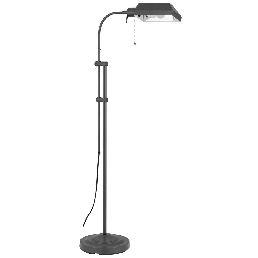 Arc Floor Lamp with Pull Chain, 42-58 Inch Adjustable Pole, Gray Metal - BM351672