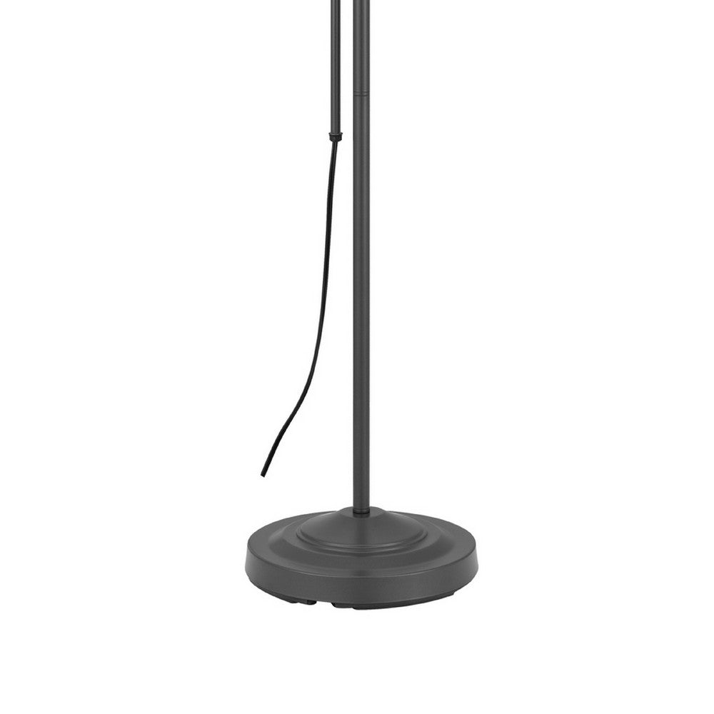Arc Floor Lamp with Pull Chain, 42-58 Inch Adjustable Pole, Gray Metal - BM351672