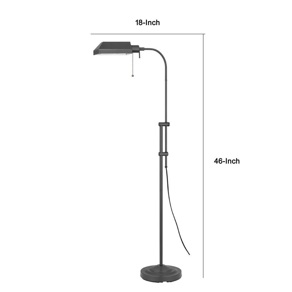 Arc Floor Lamp with Pull Chain, 42-58 Inch Adjustable Pole, Gray Metal - BM351672
