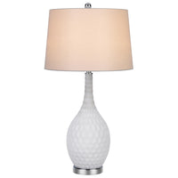 Table Lamp Set of 2, Sculpted Slim Neck Glass Base, Off White Shade - BM351673