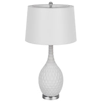 Table Lamp Set of 2, Sculpted Slim Neck Glass Base, Off White Shade - BM351673