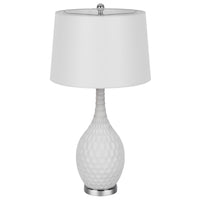 Table Lamp Set of 2, Sculpted Slim Neck Glass Base, Off White Shade - BM351673