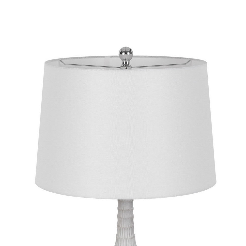 Table Lamp Set of 2, Sculpted Slim Neck Glass Base, Off White Shade - BM351673