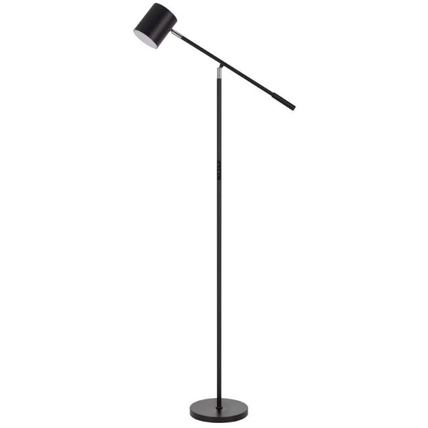 Floor Lamp with Touch Dimmer, 68 Inch Angled Adjustable Arm, Black Metal - BM351674