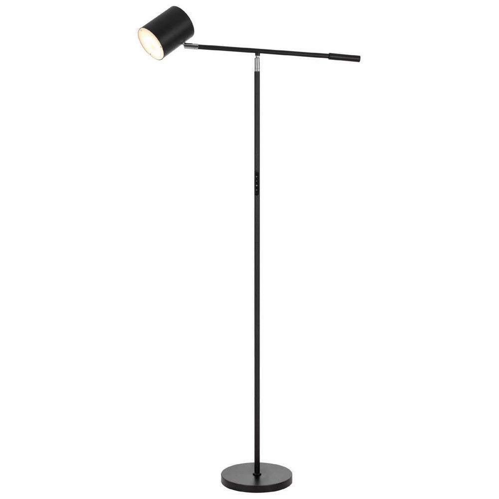 Floor Lamp with Touch Dimmer, 68 Inch Angled Adjustable Arm, Black Metal - BM351674