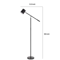 Floor Lamp with Touch Dimmer, 68 Inch Angled Adjustable Arm, Black Metal - BM351674