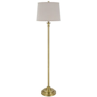Floor Lamp with Light Gray Hardback Linen Shade, 61 Inch Antique Brass - BM351675