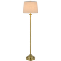Floor Lamp with Light Gray Hardback Linen Shade, 61 Inch Antique Brass - BM351675
