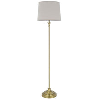 Floor Lamp with Light Gray Hardback Linen Shade, 61 Inch Antique Brass - BM351675