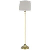 Floor Lamp with Light Gray Hardback Linen Shade, 61 Inch Antique Brass - BM351675